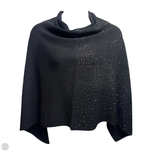 Rhinestone Knit Shawl Poncho By La Fiorentina In Black, Size: Osfm