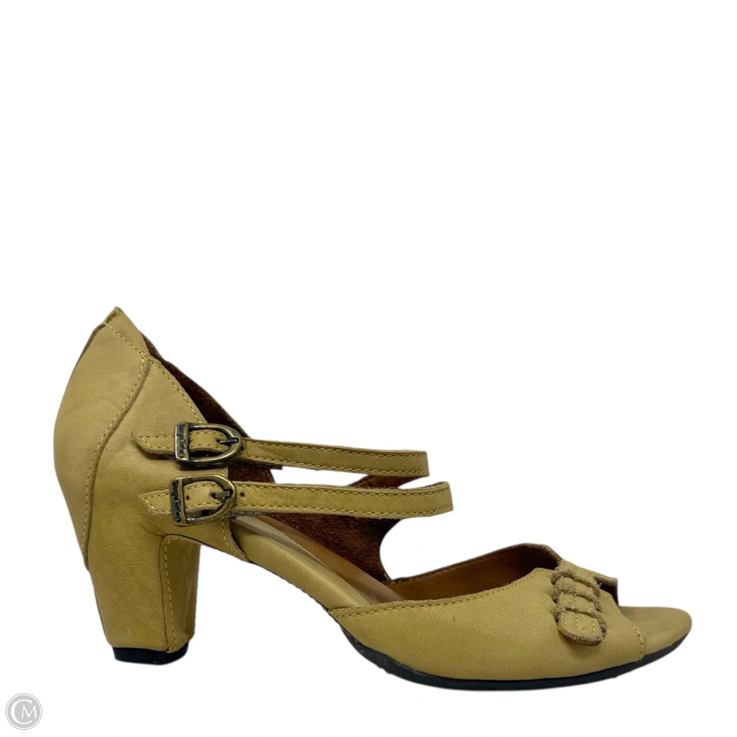 Sporcare Miel Shella Peep Toe Leather Sandals By Sergio Tomani In Yellow, Size: 9