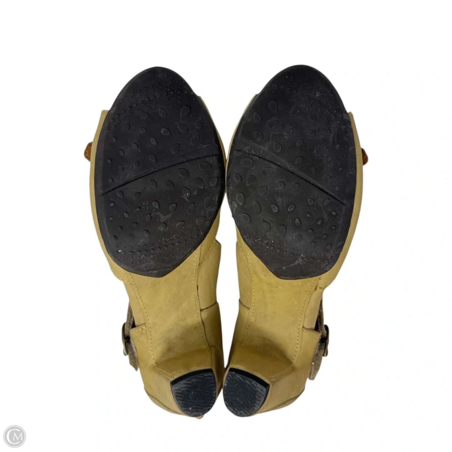 Sporcare Miel Shella Peep Toe Leather Sandals By Sergio Tomani In Yellow, Size: 9