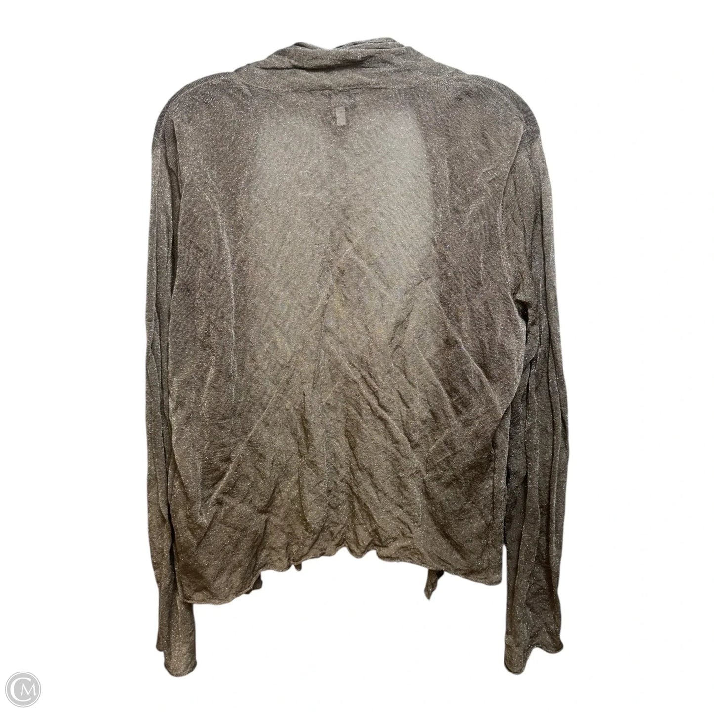 Metallic Sweater Cardigan By Eileen Fisher In Taupe, Size: L