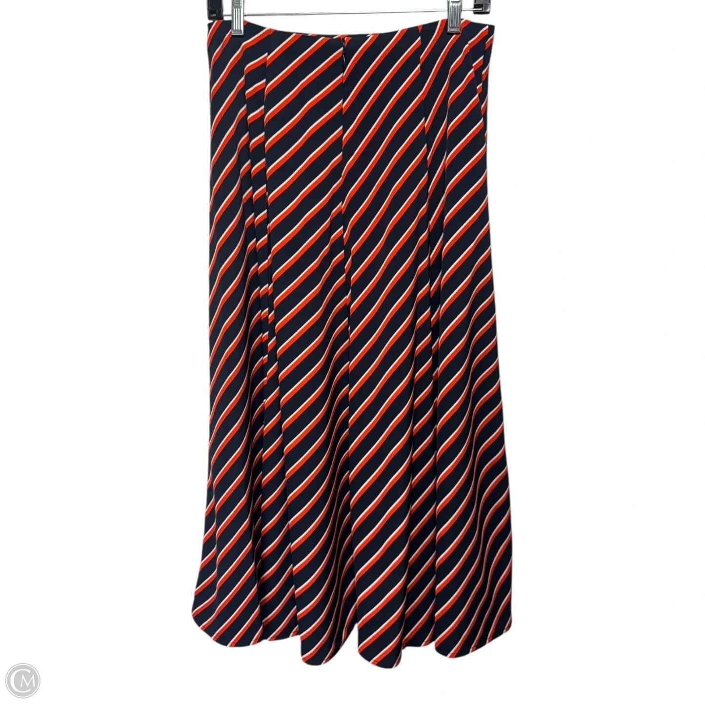 Striped A-Line Midi Skirt By Tommy Hilfiger In Sky Captain Flame Orange Stripe, Size: 6