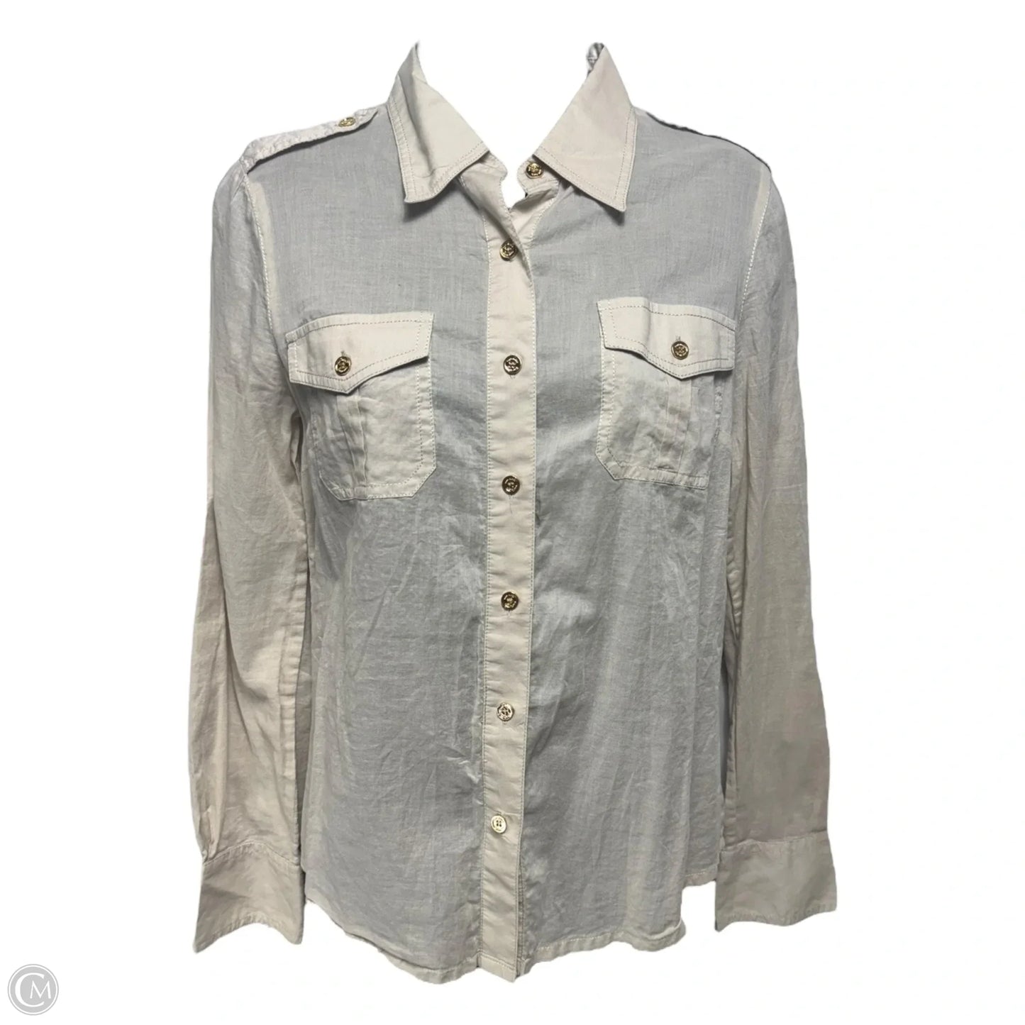 Thin Cotton Top Long Sleeve Designer By Tory Burch In Cream, Size: 4