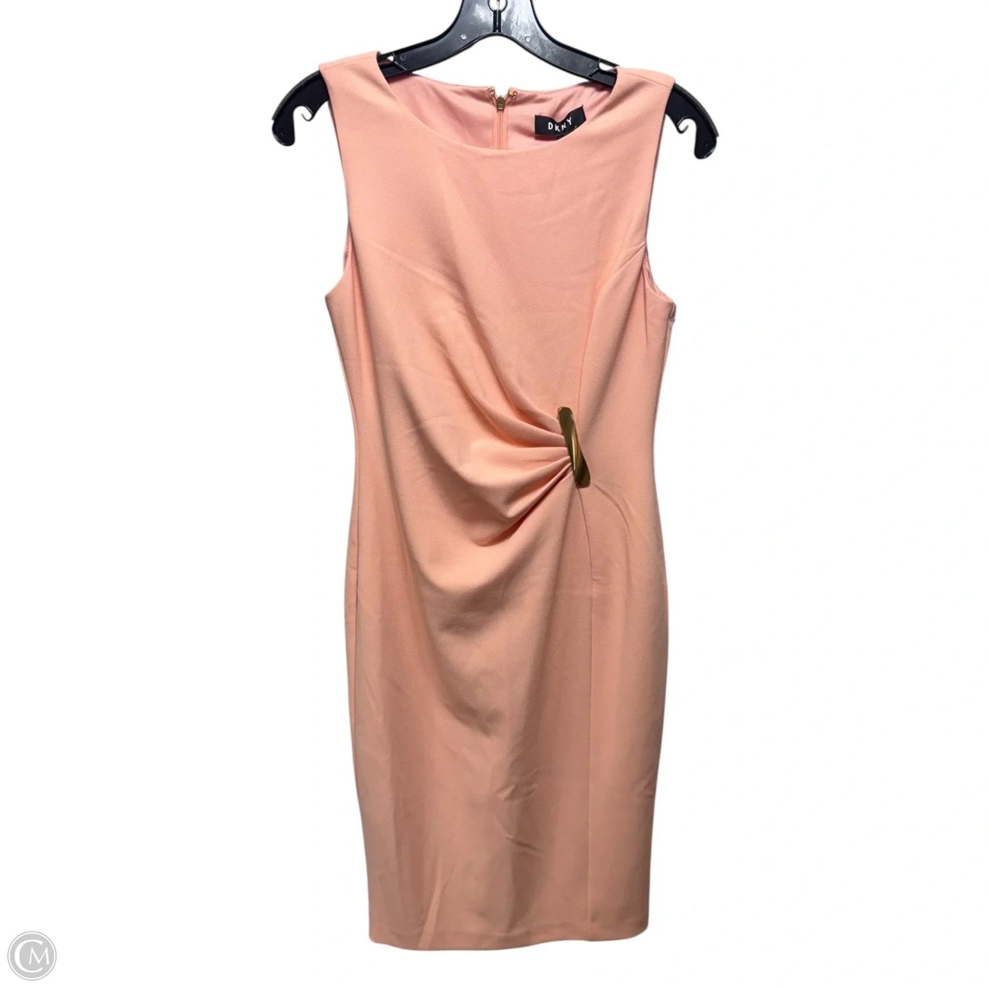 Gathered Dress Casual Midi By Dkny In Peach, Size: 2