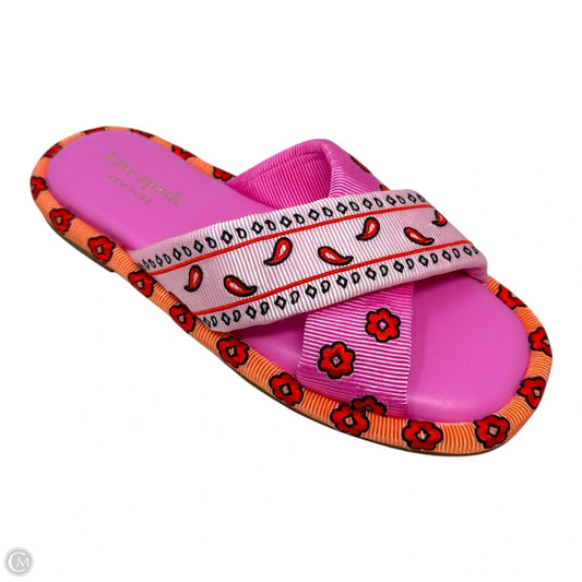 Rio Bandana Slides Sandals Designer By Kate Spade In Pink, Size: 7