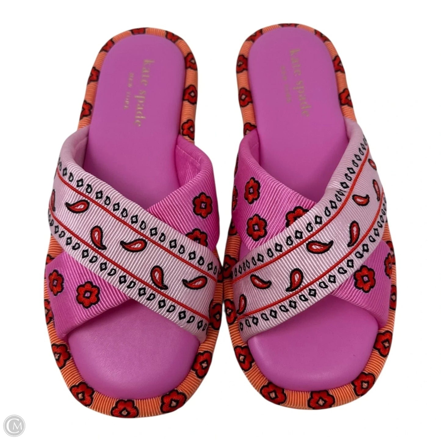 Rio Bandana Slides Sandals Designer By Kate Spade In Pink, Size: 7