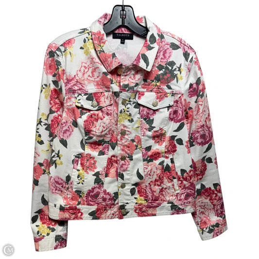 Jacket Denim By Talbots In Floral Print, Size: M