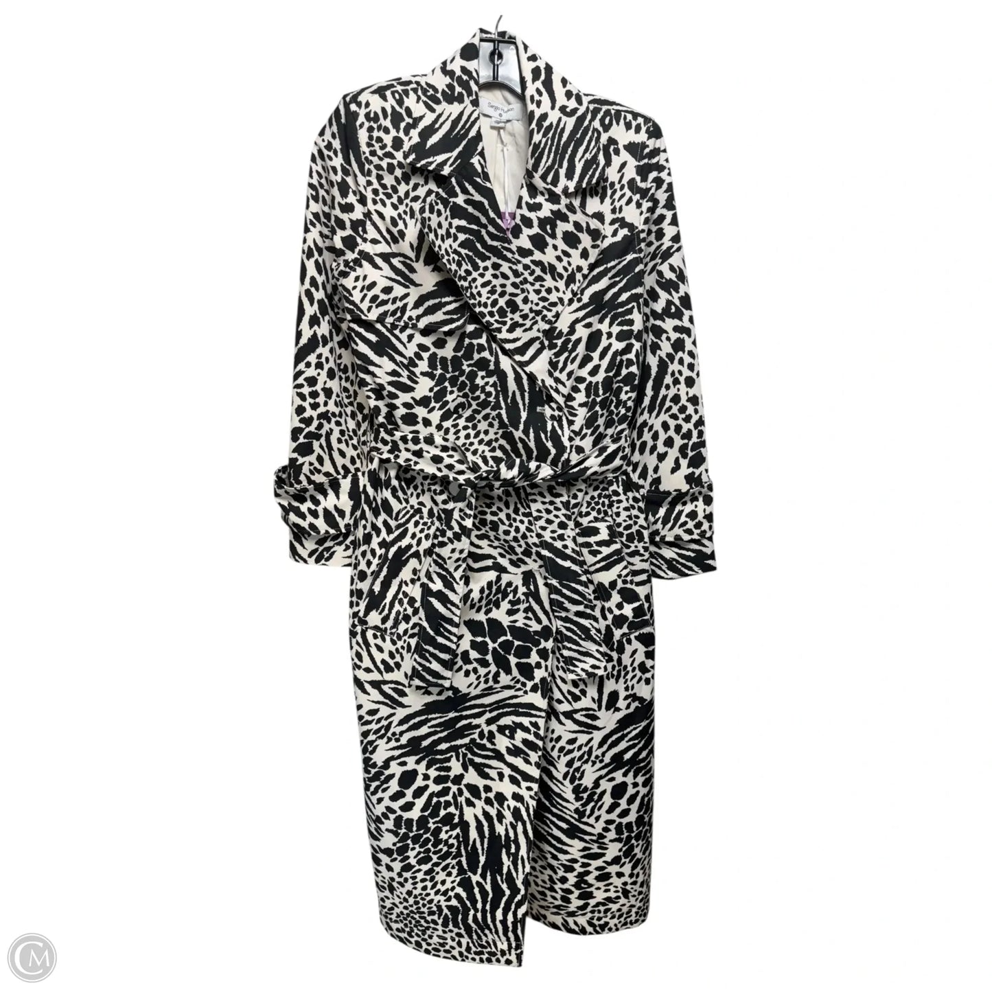 Coat Raincoat By Sergio Hudson for Target In Black & Cream, Size: Xxs
