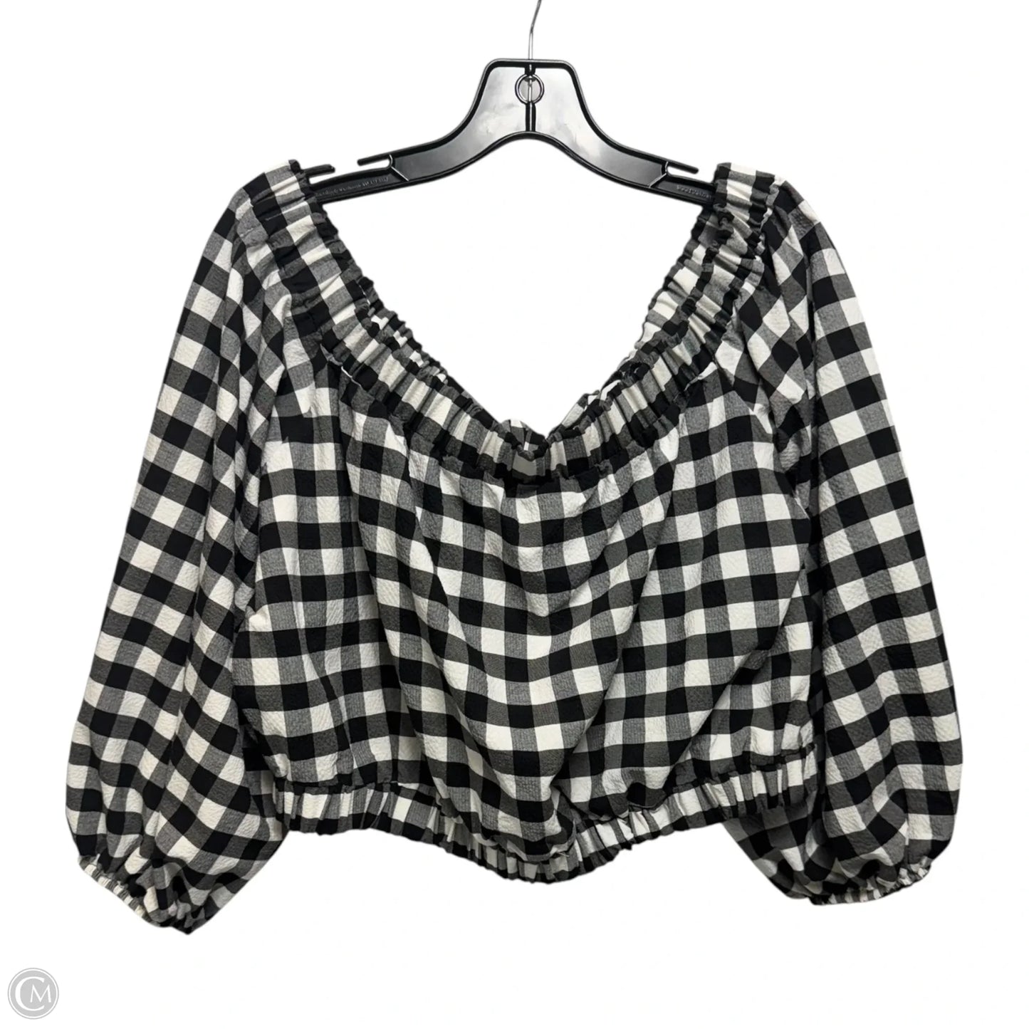 Tie Back Top Long Sleeve By Maeve In Checkered Pattern, Size: Xl