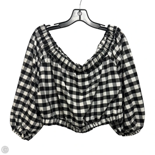 Tie Back Top Long Sleeve By Maeve In Checkered Pattern, Size: Xl