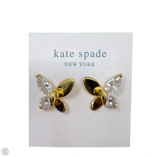 Gold-Tone Cubic Zirconia Butterfly Stud Earrings Designer By Kate Spade