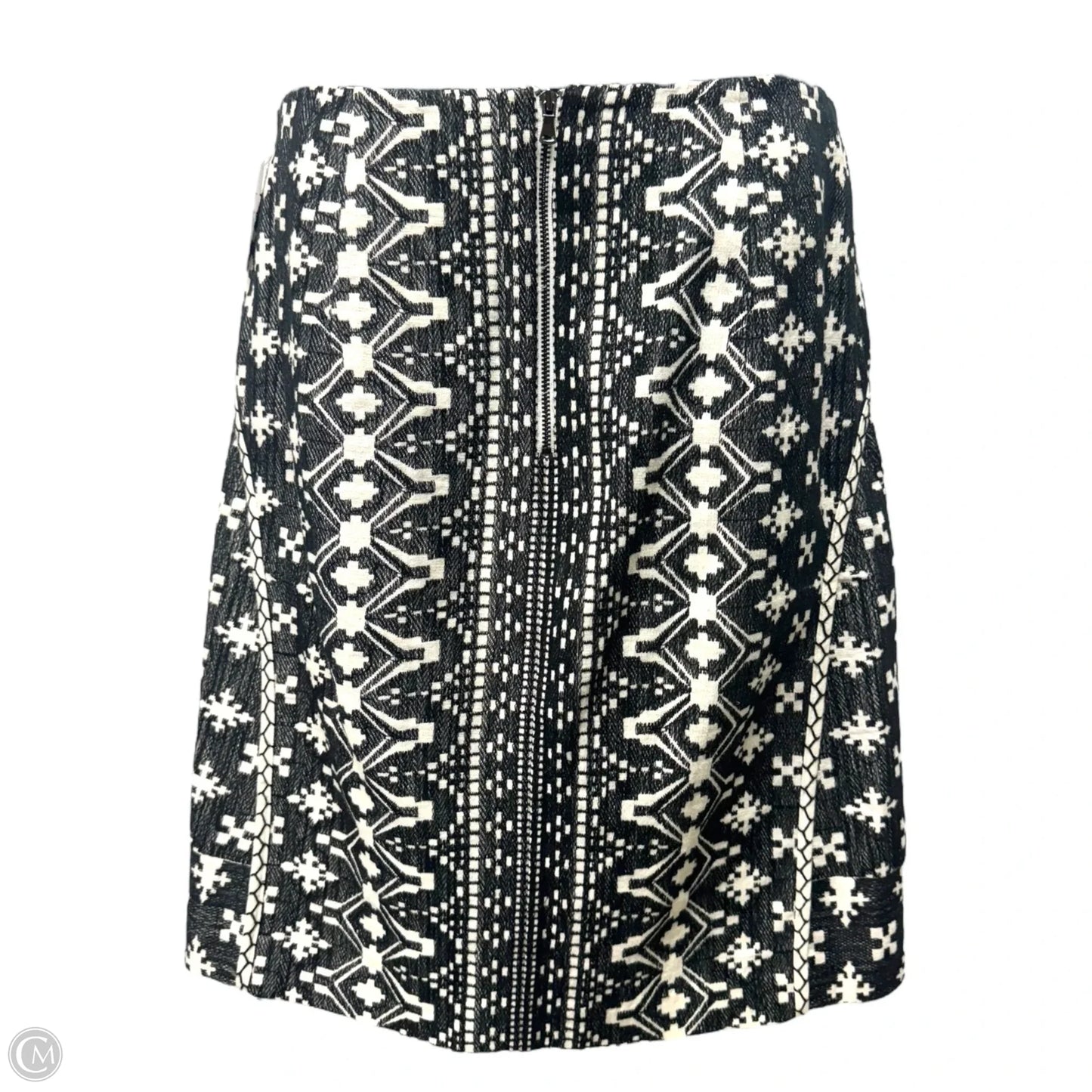 Patrice Linen Blend Pattern Straight Skirt By Kobi Halperin In Black & White, Size: 4