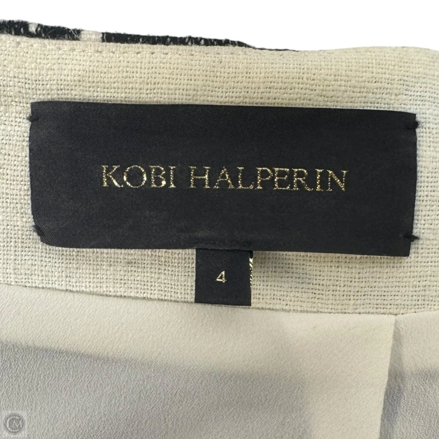 Patrice Linen Blend Pattern Straight Skirt By Kobi Halperin In Black & White, Size: 4