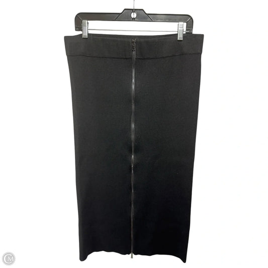 Ribbed Knit Zip Skirt Midi By Ann Taylor In Black, Size: L