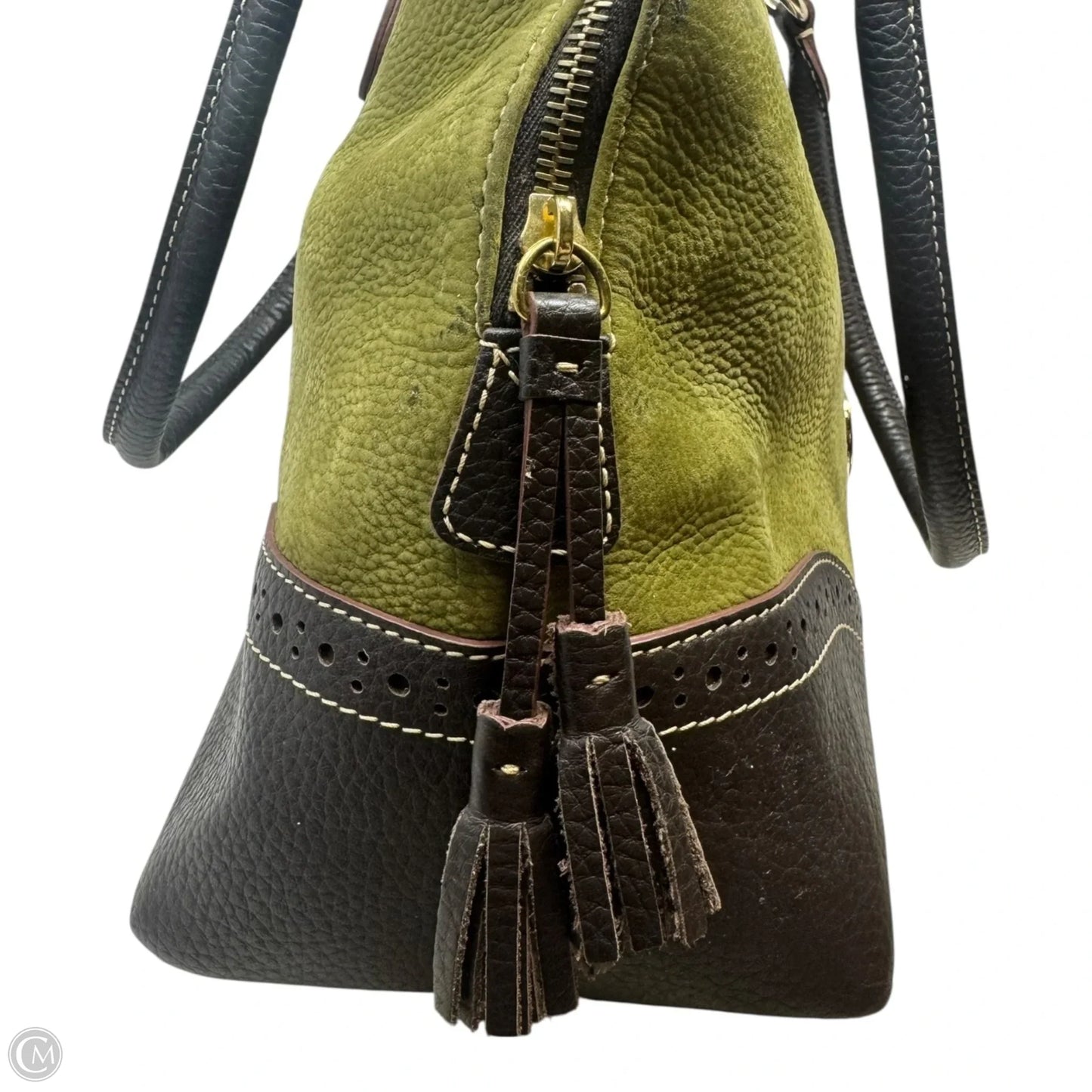 Domed Suede Satchel Designer By Dooney And Bourke In Olive, Size: Large