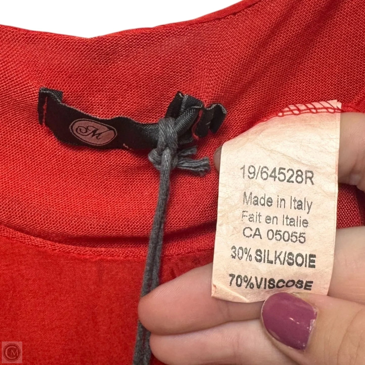 Silk Blend Dress Casual Short By M Made in Italy In Red, Size: L