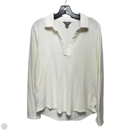 Ribbed Top Long Sleeve By Eddie Bauer In Cream, Size: S