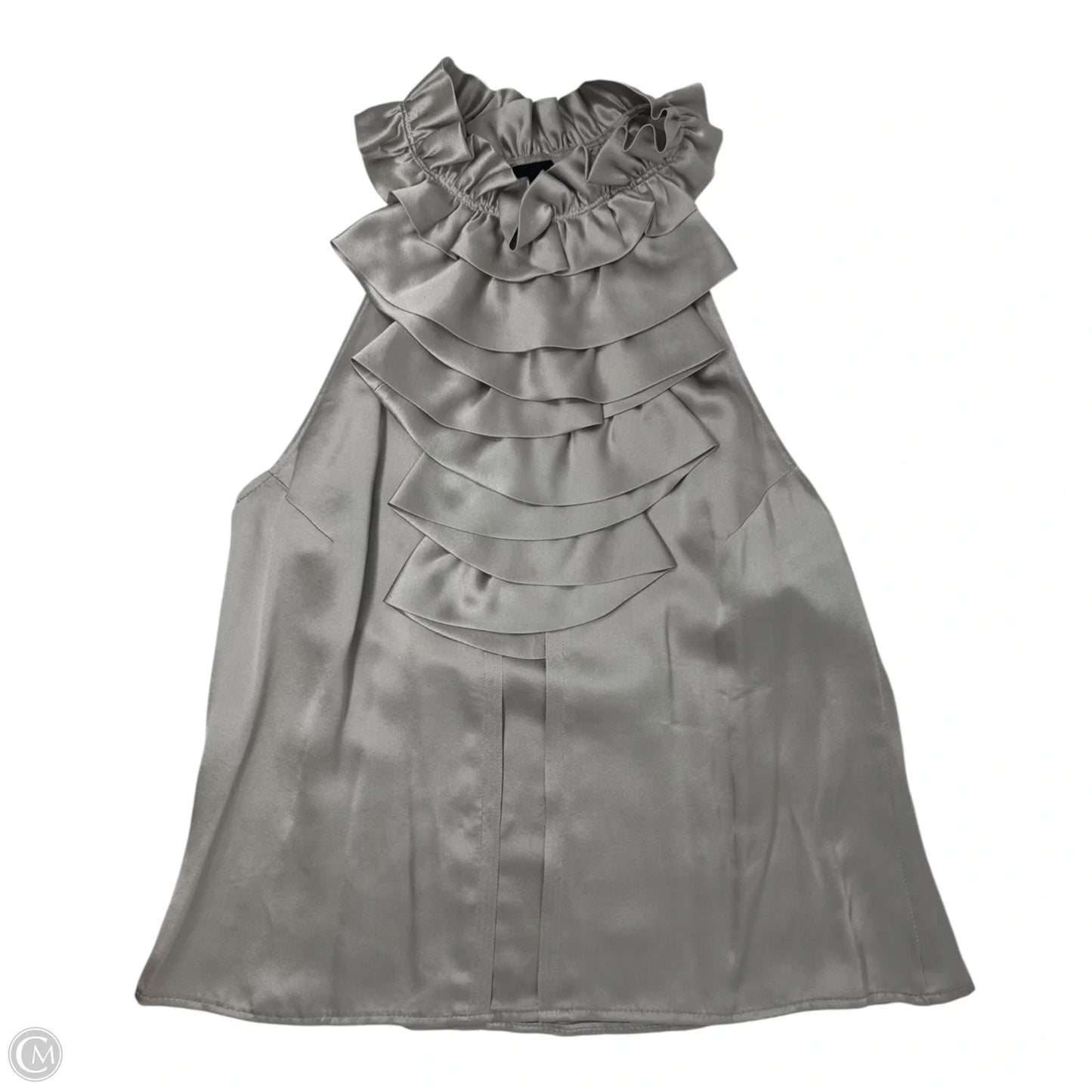 Silk Top Sleeveless By Perry Ellis In Grey, Size: 10