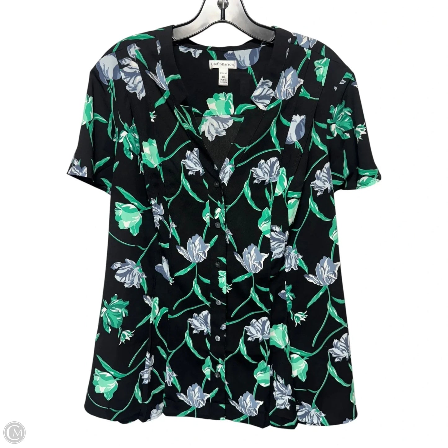 Top Short Sleeve By Croft And Barrow In Floral Print, Size: 1x