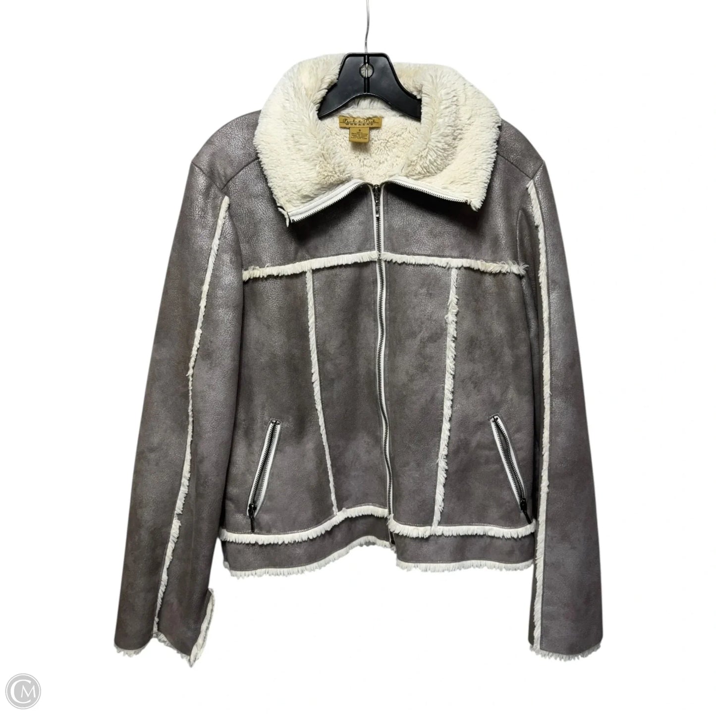 Jacket Faux Fur & Sherpa By Peck And Peck In Taupe, Size: S