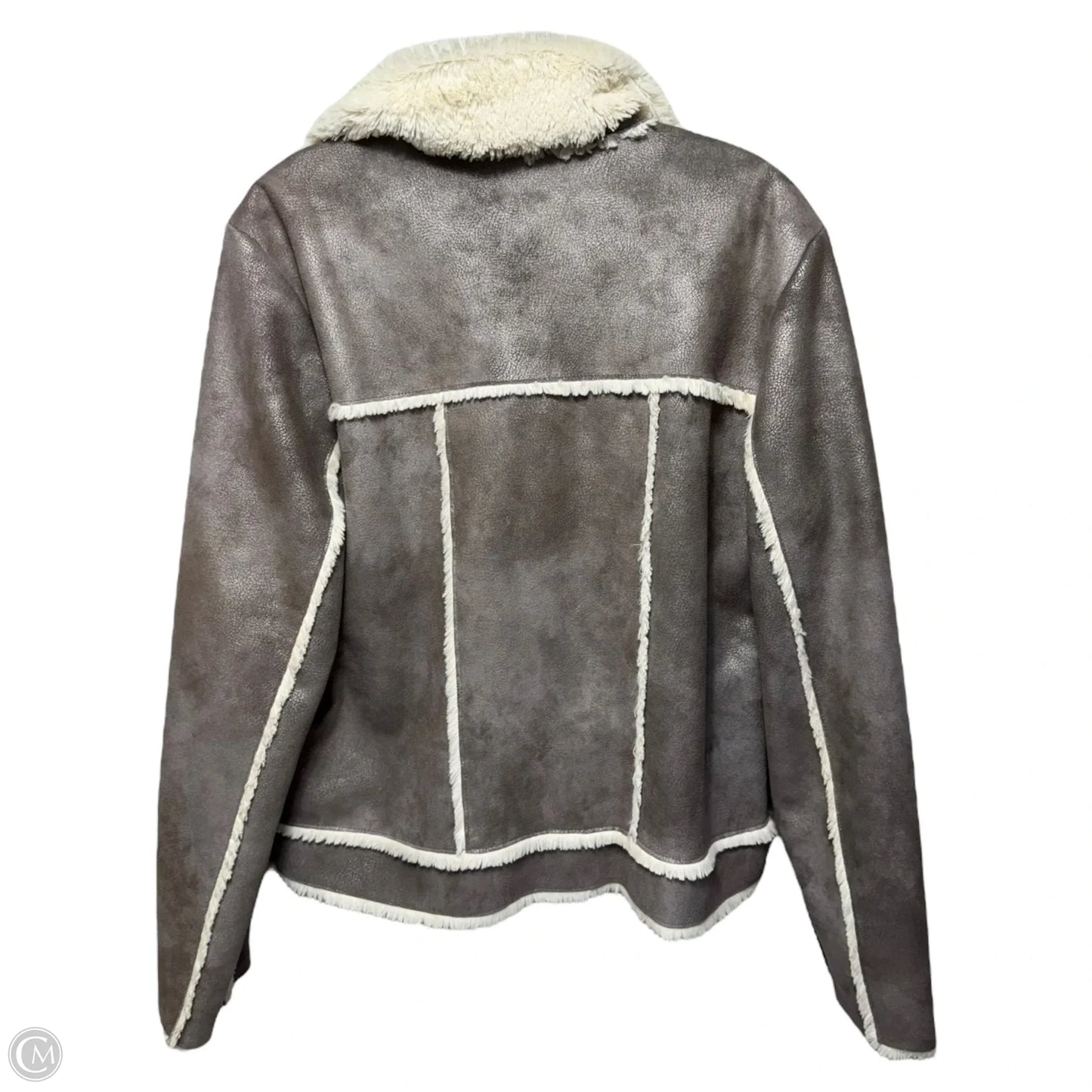 Jacket Faux Fur & Sherpa By Peck And Peck In Taupe, Size: S