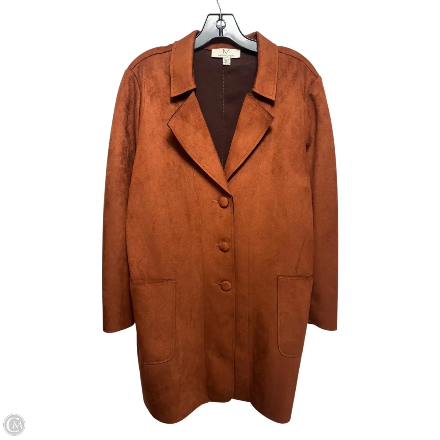 Faux Suede Coat By Magaschoni In Brown, Size: Xl