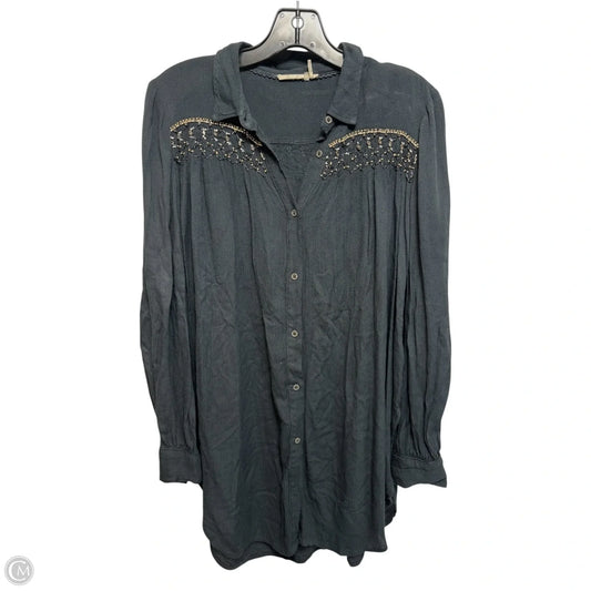 Beaded Top Long Sleeve By Floreat In Grey, Size: S