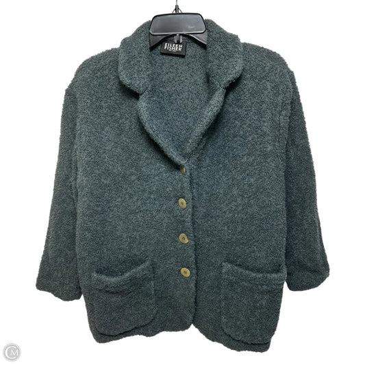 Wool Blend Jacket Fleece By Eileen Fisher In Green, Size: M