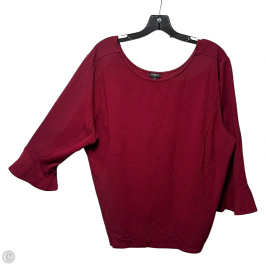 Top 3/4 Sleeve By Talbots In Maroon, Size: 2x