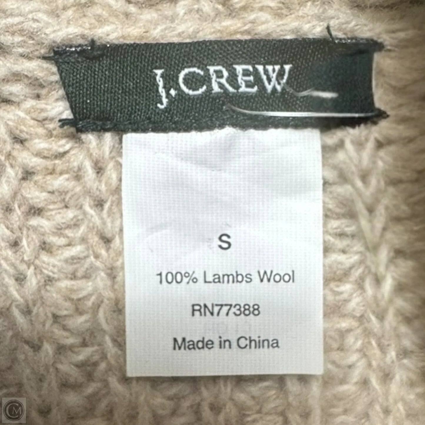 Lambs Wool Shawl Collar Open Front Cardigan Sweater By J. Crew In Beige Print, Size: S