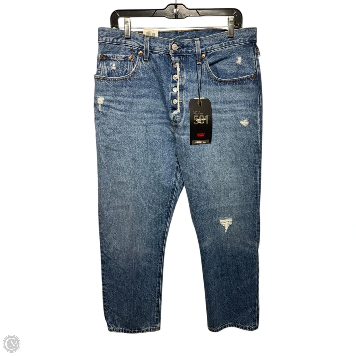 501 Jeans Cropped By Levis In Blue Denim, Size: 14