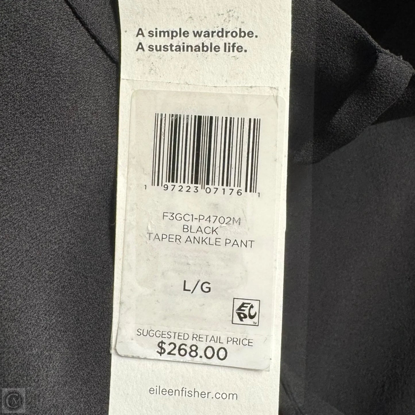 Silk Taper Ankle Pant By Eileen Fisher In Black, Size: L