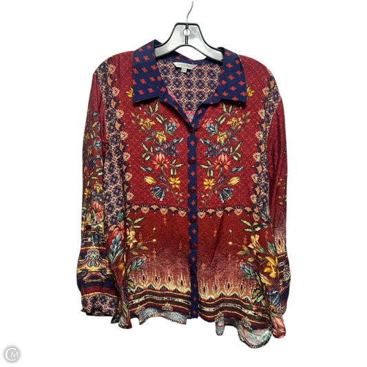 Essentials Top Long Sleeve By John Mark In Floral Print, Size: Xl p