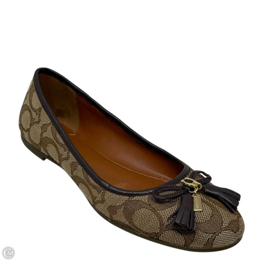 Benny Signature Jacquard Ballet Flats Designer By Coach In Tan, Size: 6