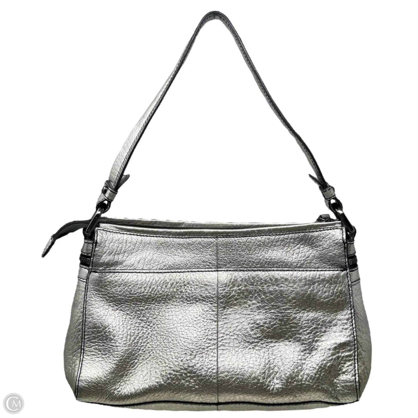 Metallic Leather Shoulder Bag By Perlina, Size: Medium