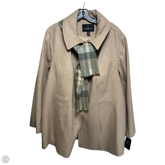 Scarf Wool Blend Coat By London Fog In Tan, Size: 3x