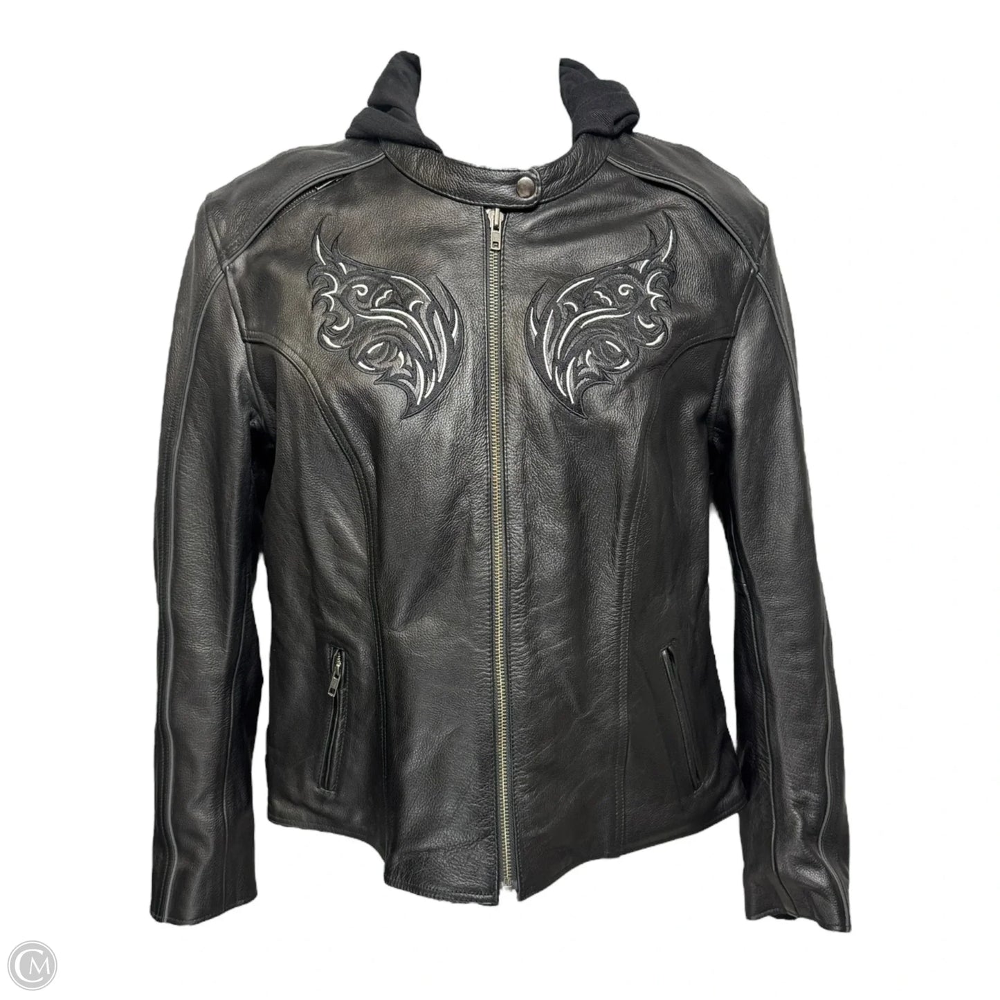 Embroidered Motorcycle Jacket Leather By X Element In Black, Size: 2x
