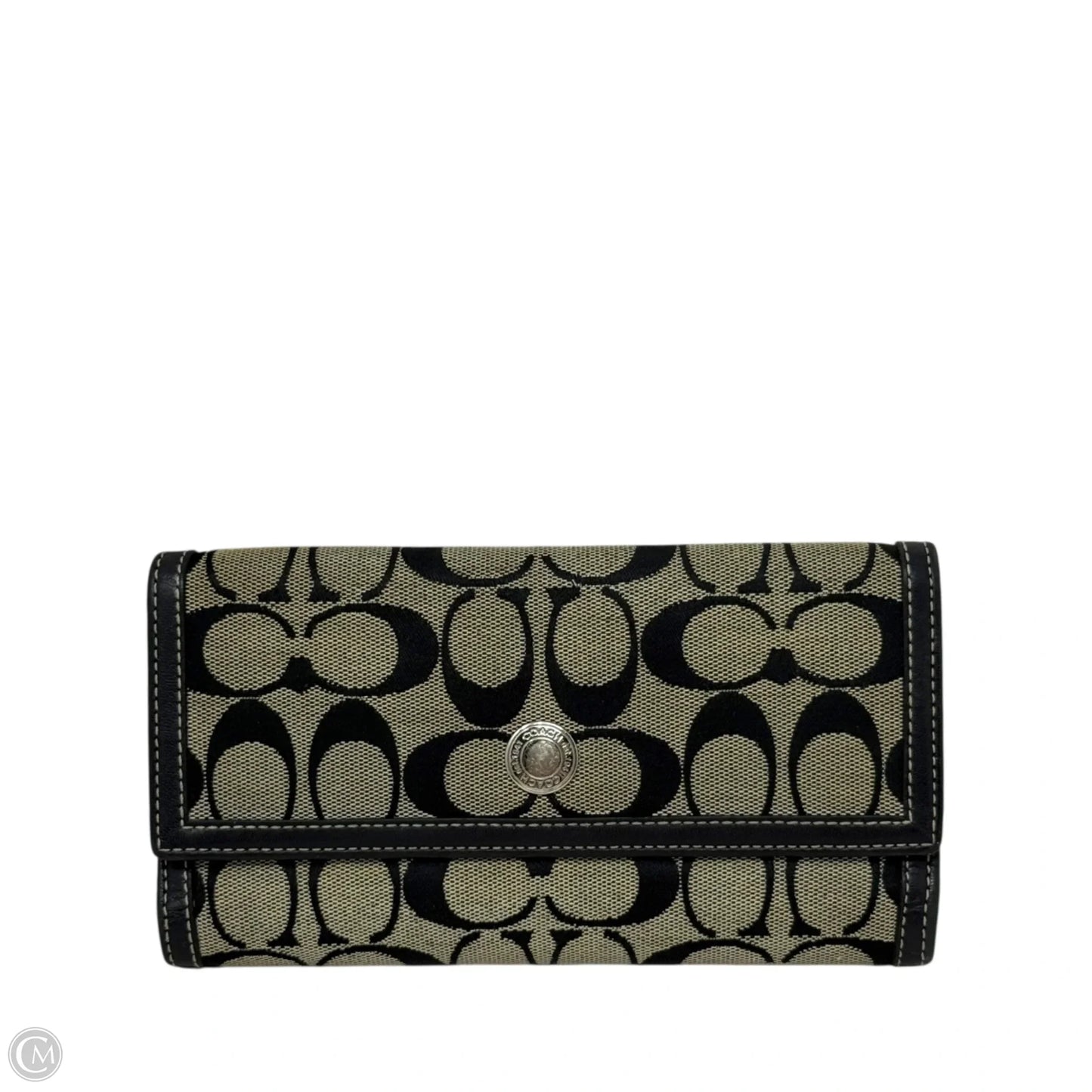 Signature Jacquard Leather Trim Wallet Designer By Coach, Size: Large