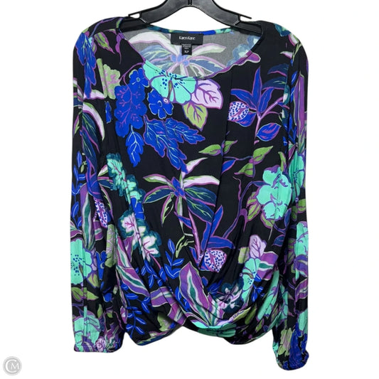 Crystal Girl Boatneck Top Long Sleeve By Karen Kane In Floral Print, Size: Xlp