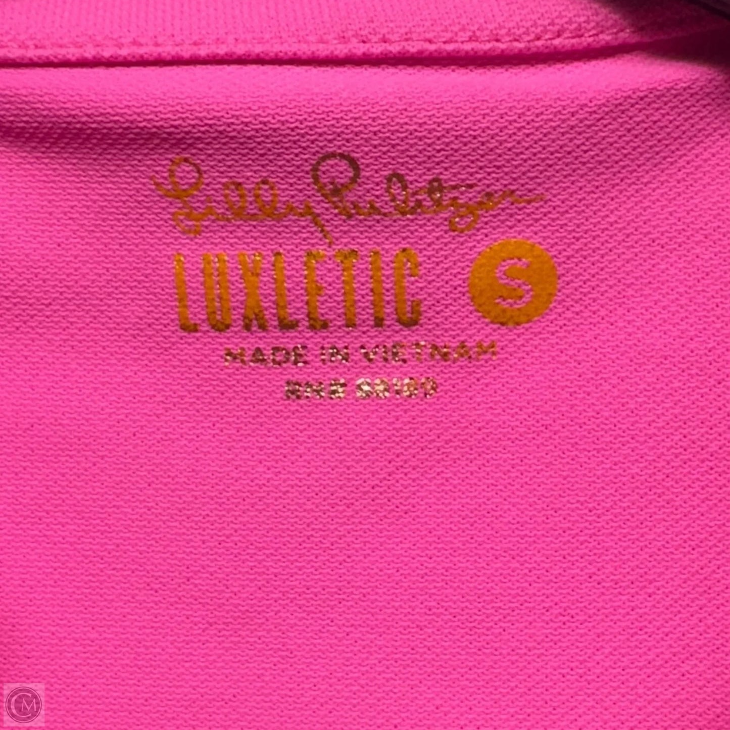 UPF 50+ Luxletic Frida Ruffle Polo Top Designer By Lilly Pulitzer In Pink Isle, Size: S