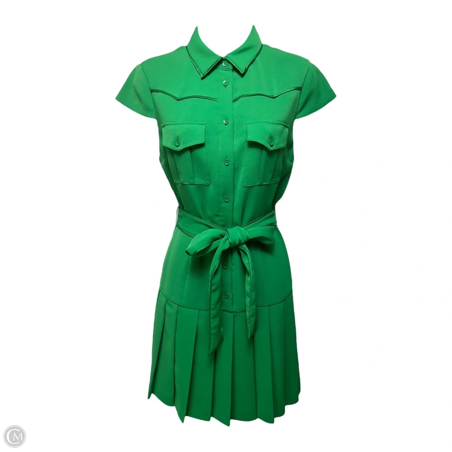 Yoko Pleated Dress Designer By Alice + Olivia In Kelly Green, Size: 4