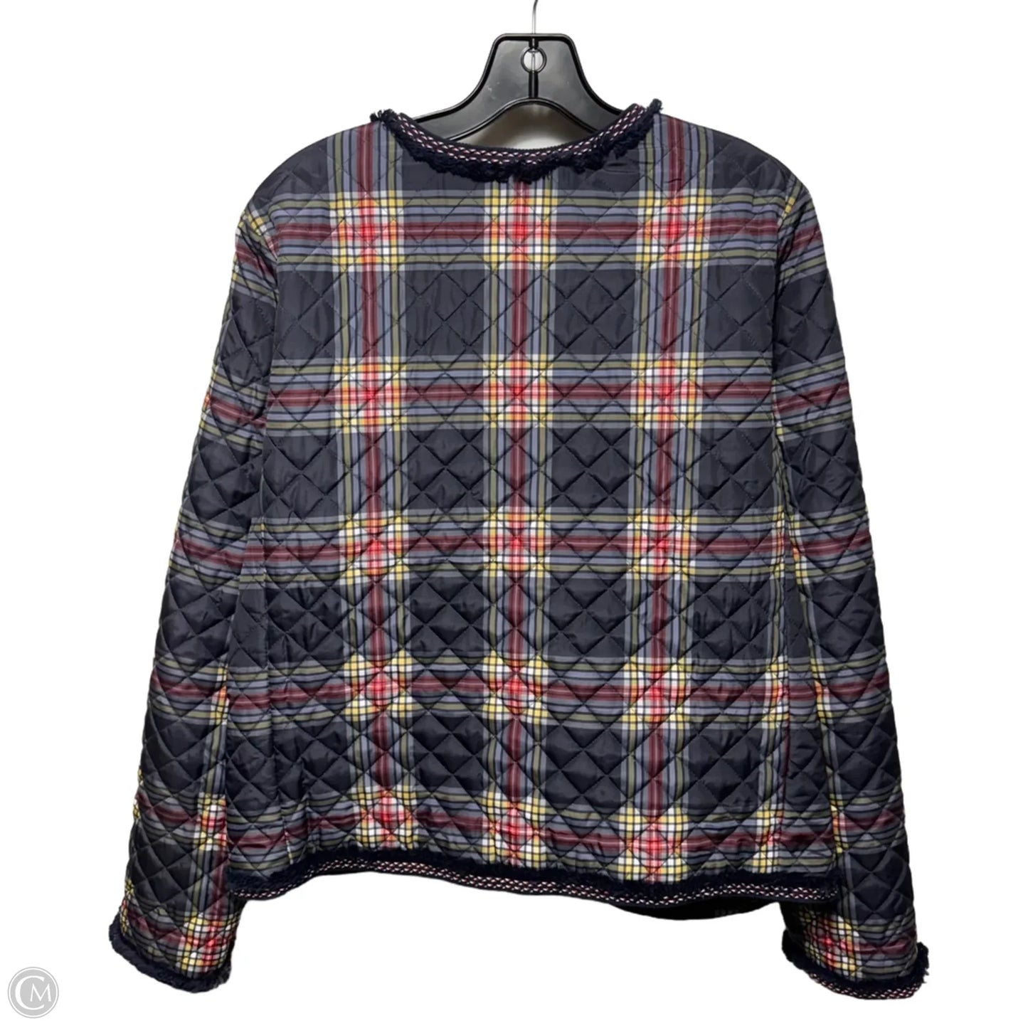 Quilted Lightweight Puffer Jacket By Crown & Ivy In Plaid Pattern, Size: L