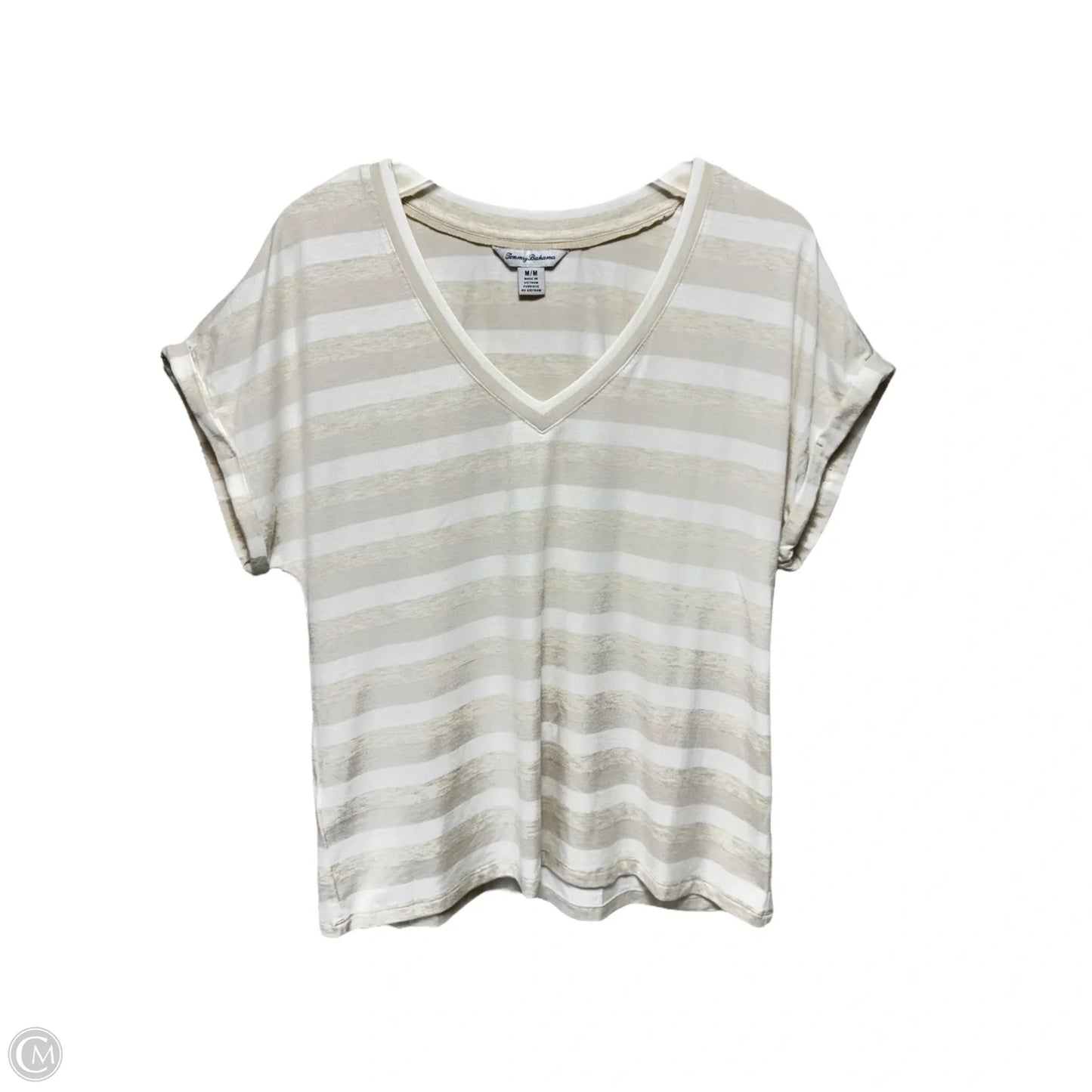 Top Short Sleeve By Tommy Bahama In Striped Pattern, Size: M