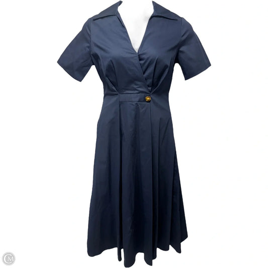 Ashland Cotton Surplice Midi-Dress By Shoshanna In Navy, Size: 8
