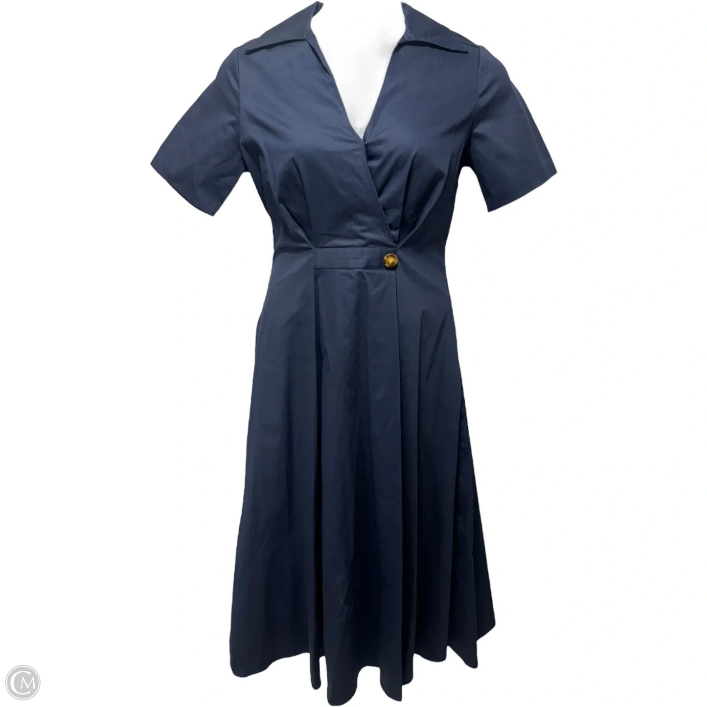 Ashland Cotton Surplice Midi-Dress By Shoshanna In Navy, Size: 8