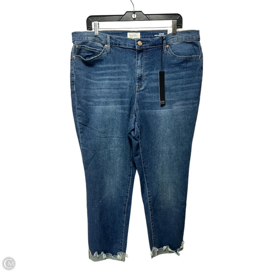 High Rise Ankle Slim Jeans By Nicole Miller In Blue Denim, Size: 16