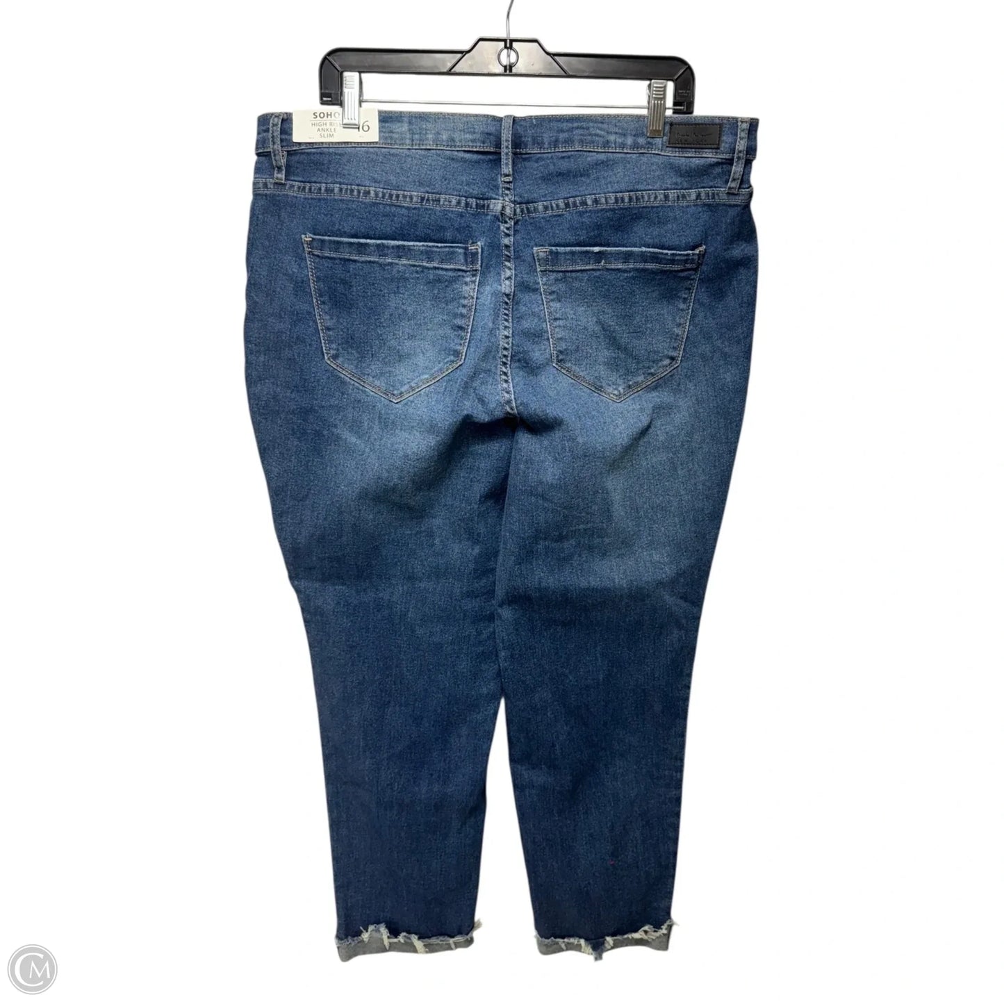 High Rise Ankle Slim Jeans By Nicole Miller In Blue Denim, Size: 16