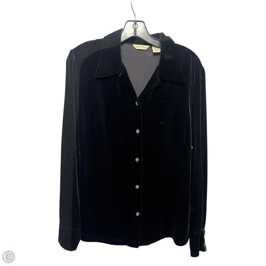 Velvet Top Long Sleeve By Eddie Bauer In Black, Size: M
