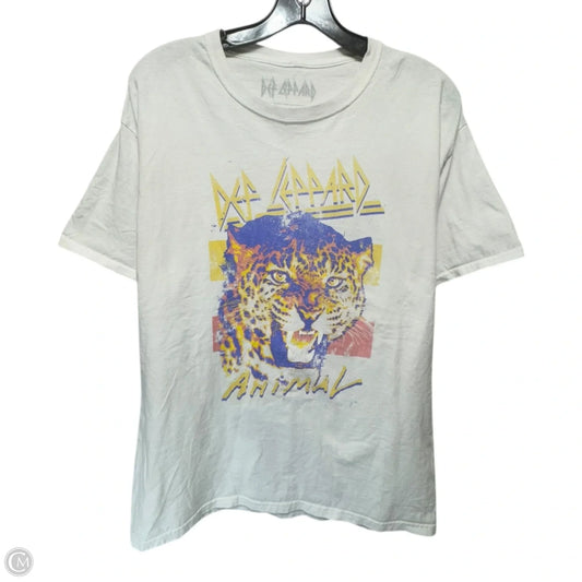 Def Leppard Top Short Sleeve By Goodie Two Sleeves In Animal Print, Size: M/L