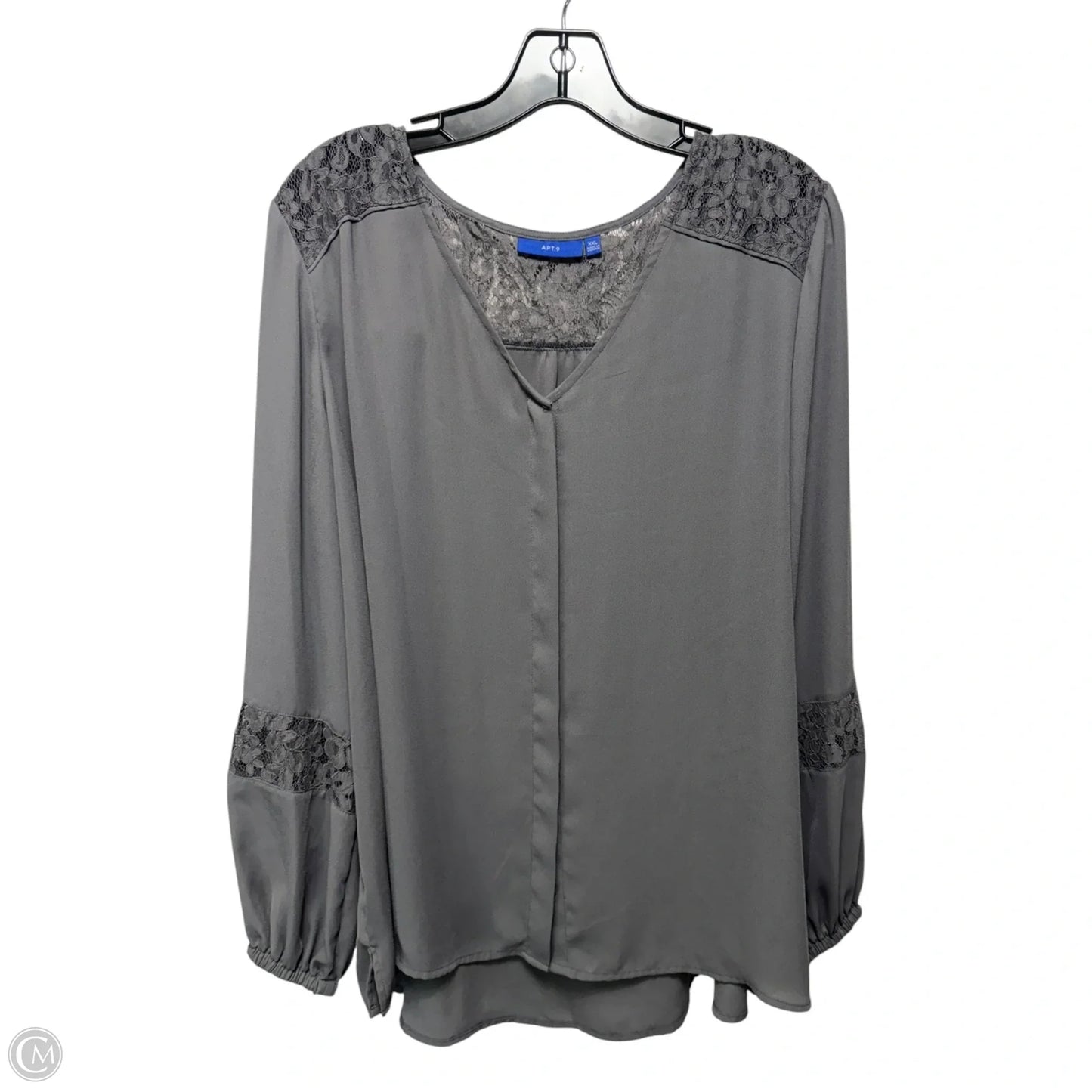 Top Long Sleeve By Apt 9 In Grey, Size: Xxl