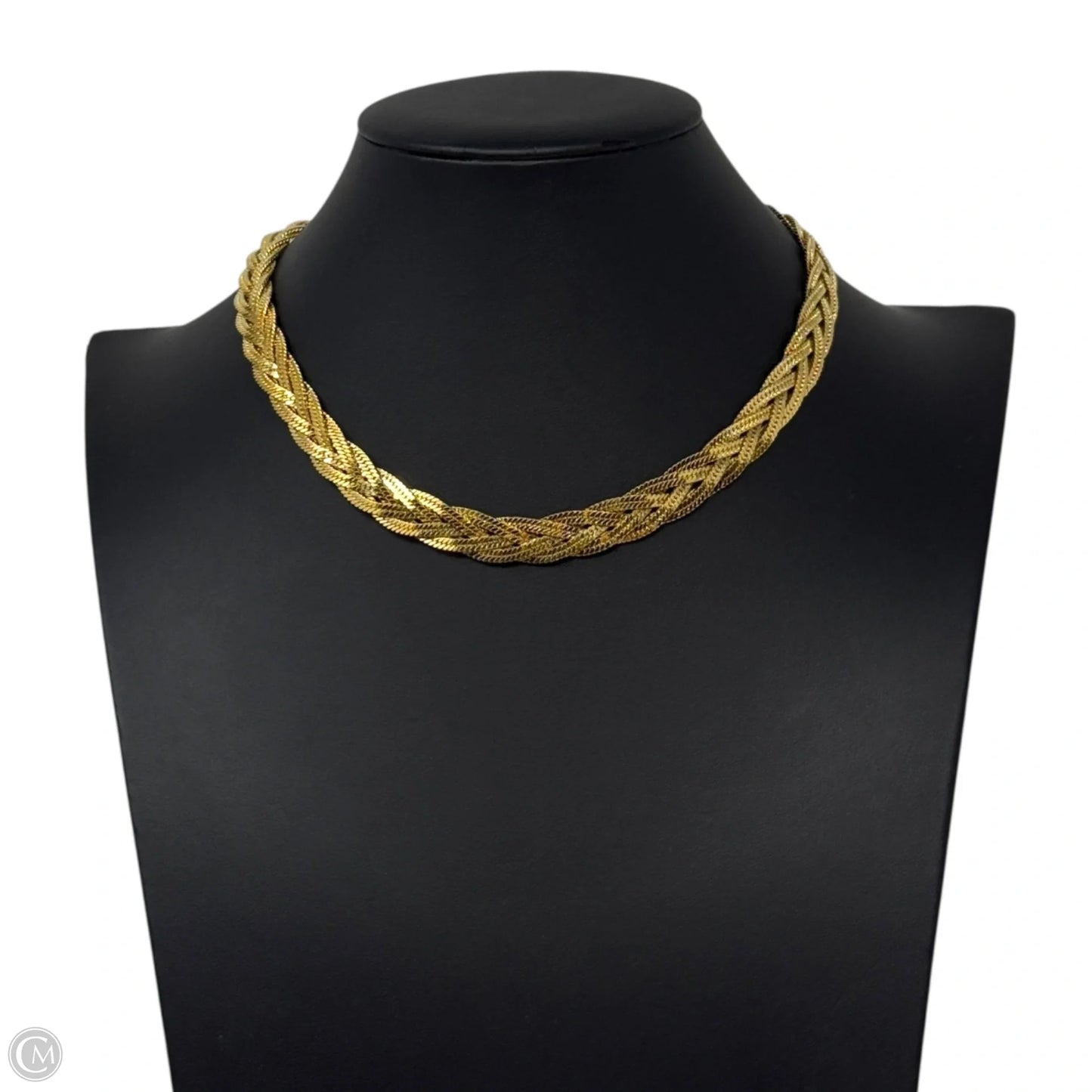 Vintage 23K Gold Plated Brass Braided Chain Collar Necklace By Napier